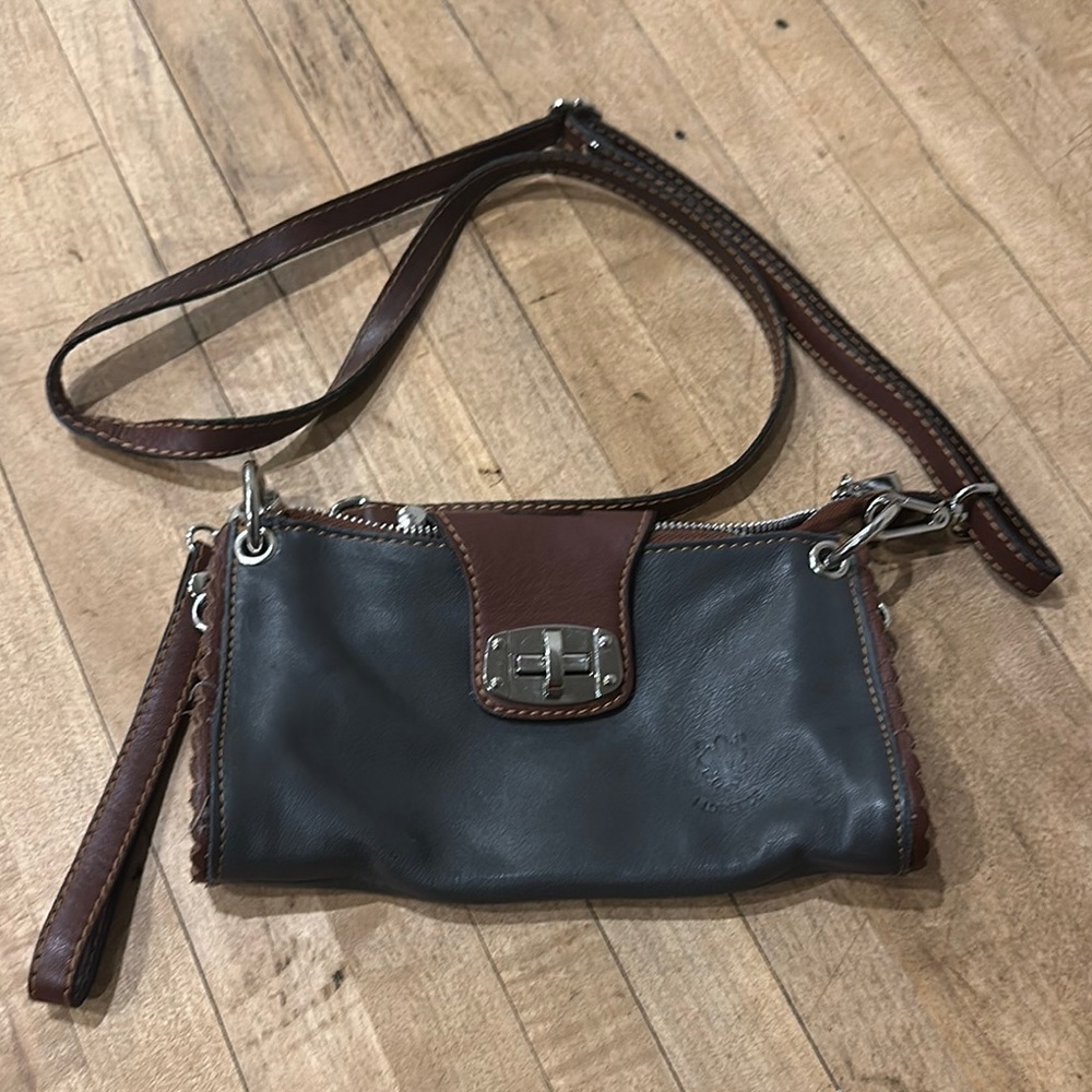 Italian Black and Brown Leather Crossbody Bag